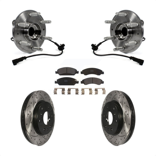 Hub Bearing Drilled Slot Brake Rotor Pad Front Kit For GMC Sierra 1500 Chevrolet