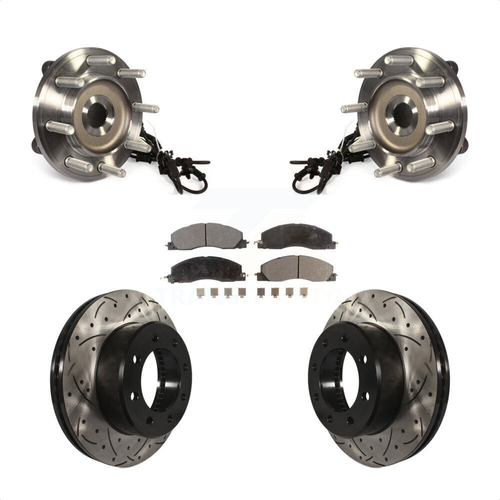 Hub Bearing Assembly Coat Drill Slot Brake Rotor Pad Front Kit For Ram 2500 3500