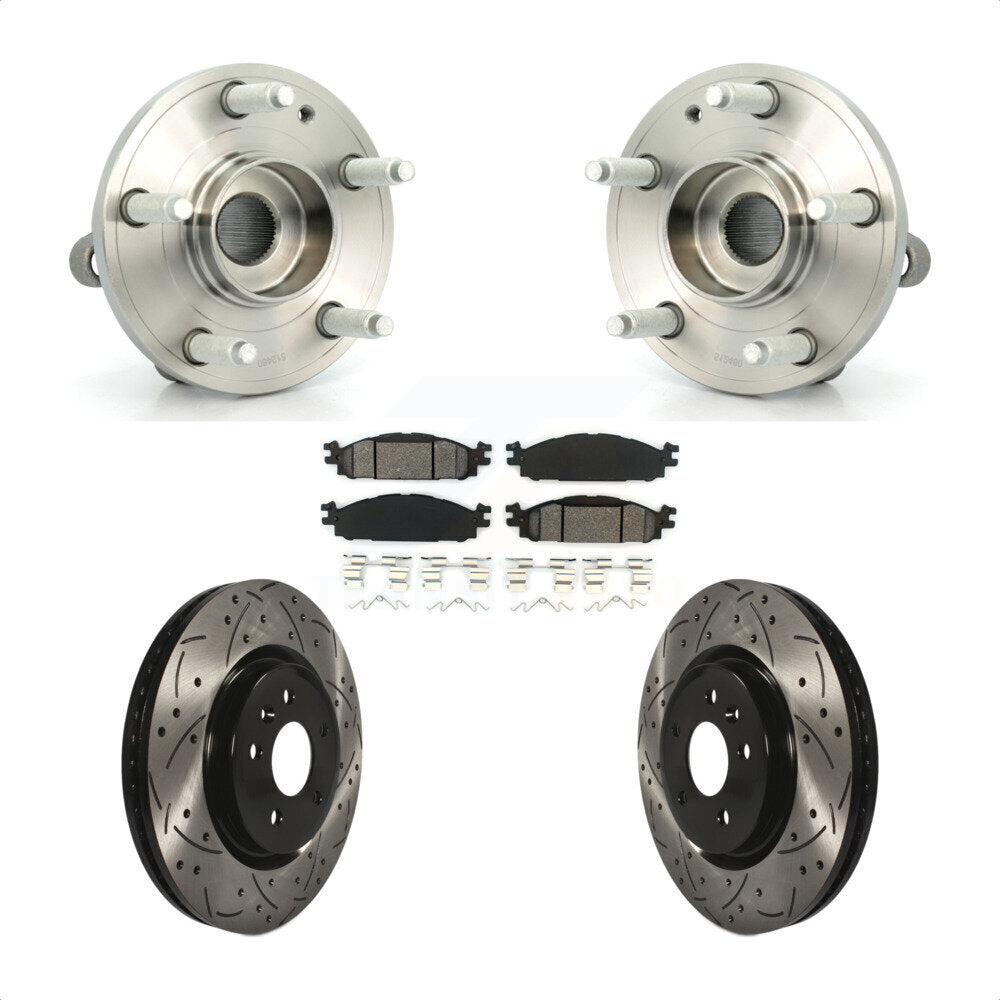Hub Bearing Assembly Coat Drill Slot Brake Rotor Pad Front Kit For Ford Explorer