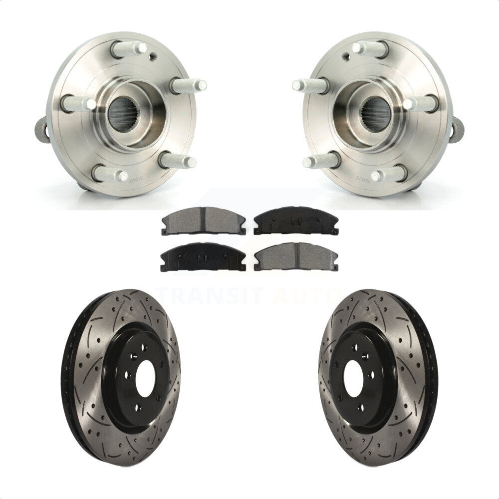 Hub Bearing Drilled Slot Brake Rotor Pads Front Kit For 2013 Ford Explorer Sport