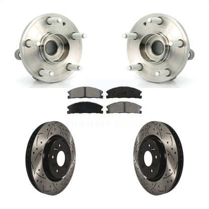 Hub Bearing Drilled Slot Brake Rotor Pads Front Kit For 2013 Ford Explorer Sport
