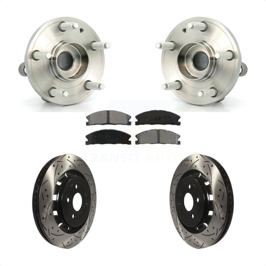 Hub Bearing Coated Drill Slot Brake Rotor Pad Front Kit For Ford Explorer Police