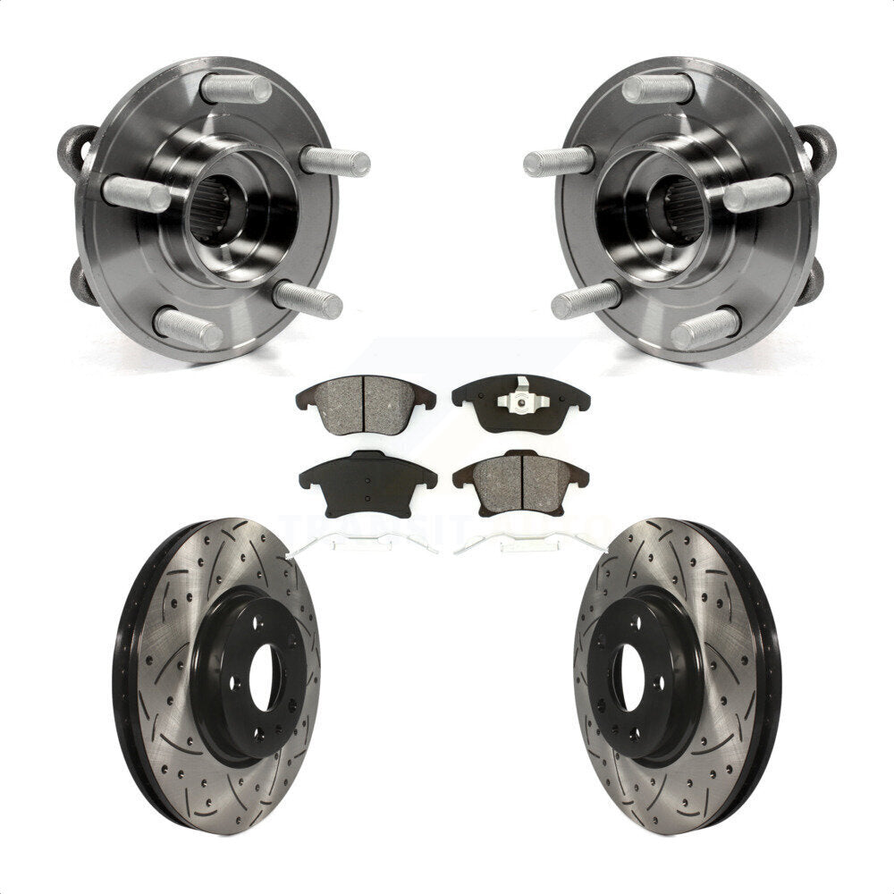 Hub Bearing Drilled Slot Brake Rotor & Pad Front Kit For Ford Fusion Lincoln MKZ