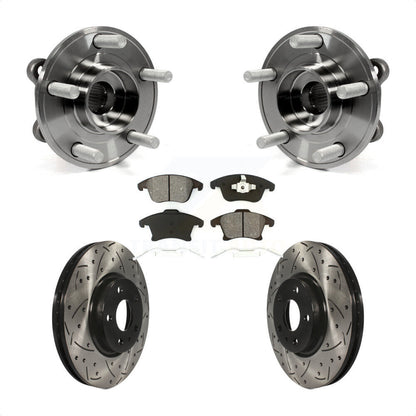 Hub Bearing Drilled Slot Brake Rotor & Pad Front Kit For Ford Fusion Lincoln MKZ