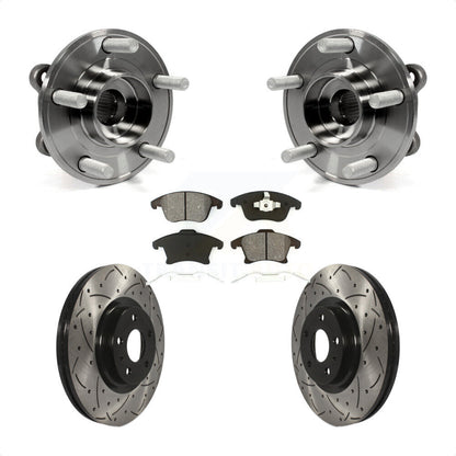 Hub Bearing Drilled Slot Brake Rotor & Pad Front Kit For Ford Fusion Lincoln MKZ