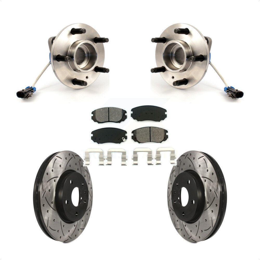 Hub Bearing Assembly Drill Slot Brake Rotor Pads Front Kit For 2010 Buick Allure