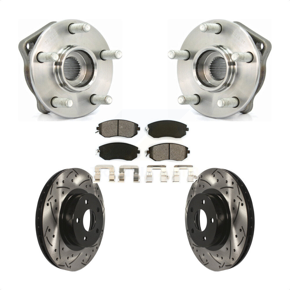 Hub Bearing Assembly Drilled Slot Brake Rotor & Pad Front Kit For Subaru Impreza