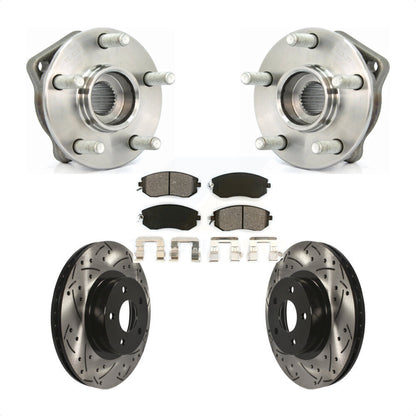 Hub Bearing Assembly Drilled Slot Brake Rotor & Pad Front Kit For Subaru Impreza