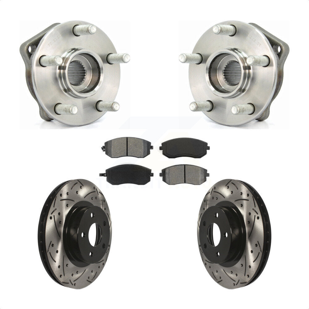 Hub Bearing Coat Drill Slot Brake Rotor Pads Front Kit For Subaru Impreza Legacy