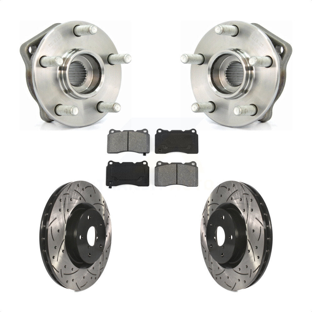 Hub Bearing Drill Slot Brake Rotor Pads Front Kit For 14 Subaru WRX Limited Base