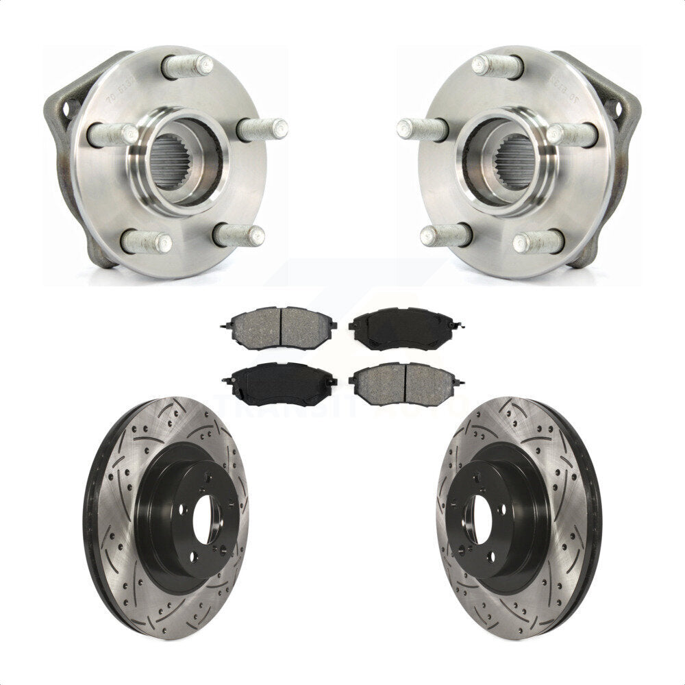 Hub Bearing Assembly Coat Drill Slot Brake Rotor Pad Front Kit For Subaru Legacy