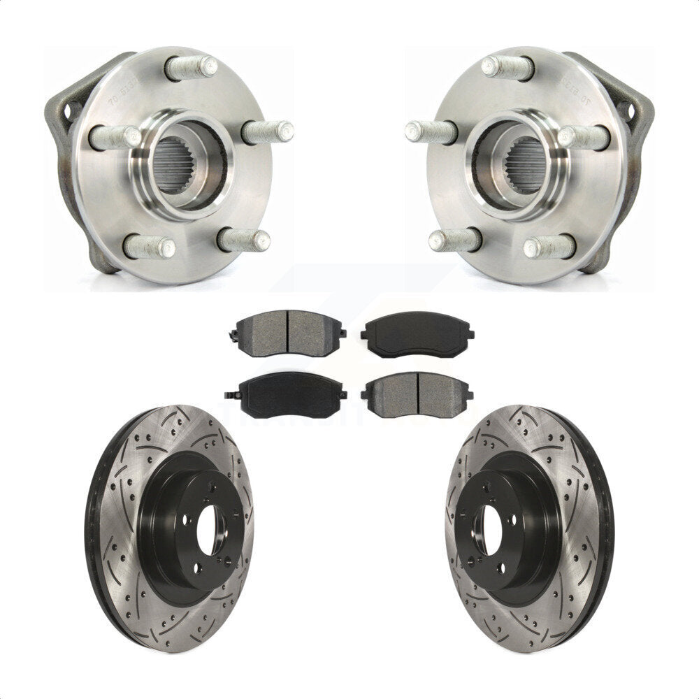 Hub Bearing Drill Slot Brake Rotor Pads Front Kit For Subaru Outback Impreza WRX