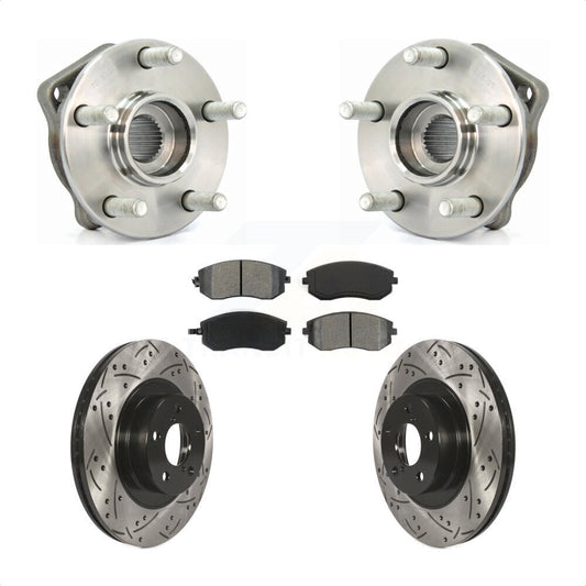 Hub Bearing Drill Slot Brake Rotor Pads Front Kit For Subaru Outback Impreza WRX