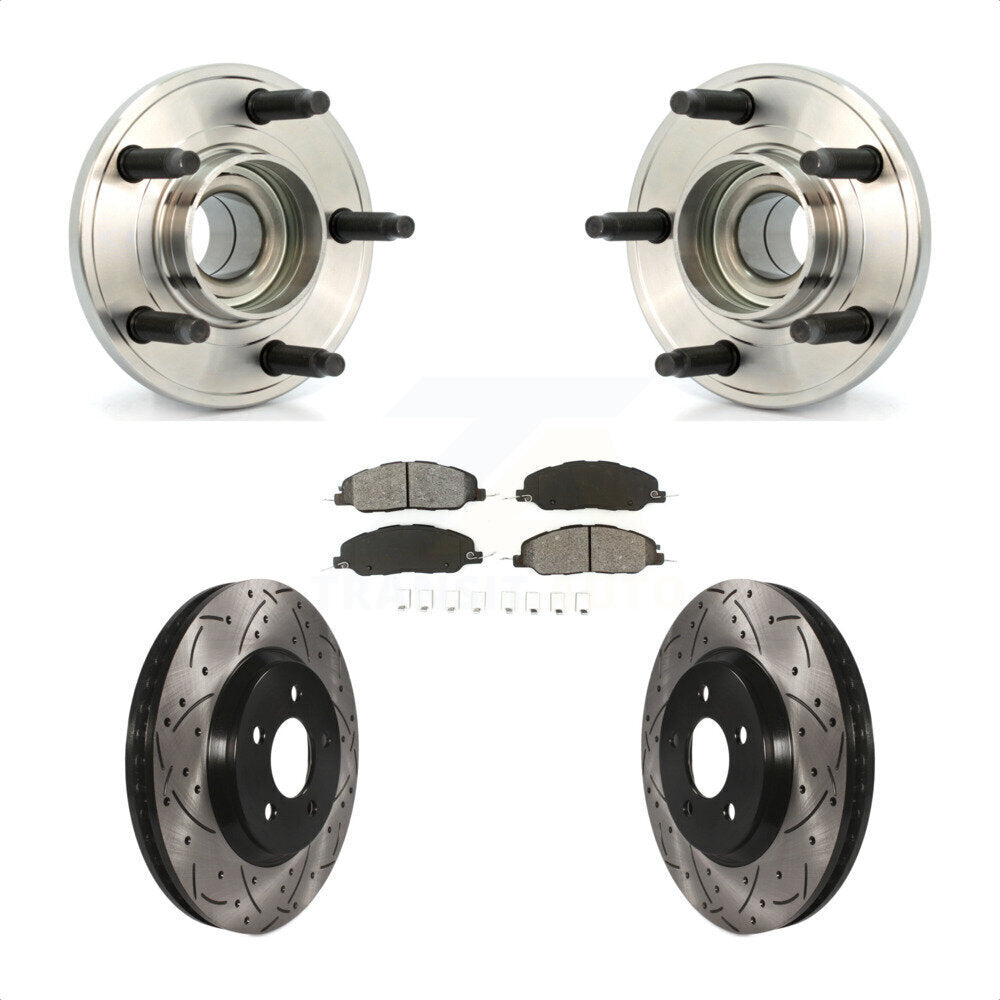 Hub Bearing Assembly Coat Drill Slot Brake Rotor Pads Front Kit For Ford Mustang