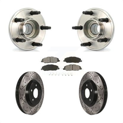 Hub Bearing Assembly Coat Drill Slot Brake Rotor Pads Front Kit For Ford Mustang