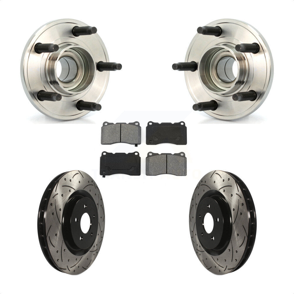 Hub Bearing Assembly Coat Drill Slot Brake Rotor Pads Front Kit For Ford Mustang