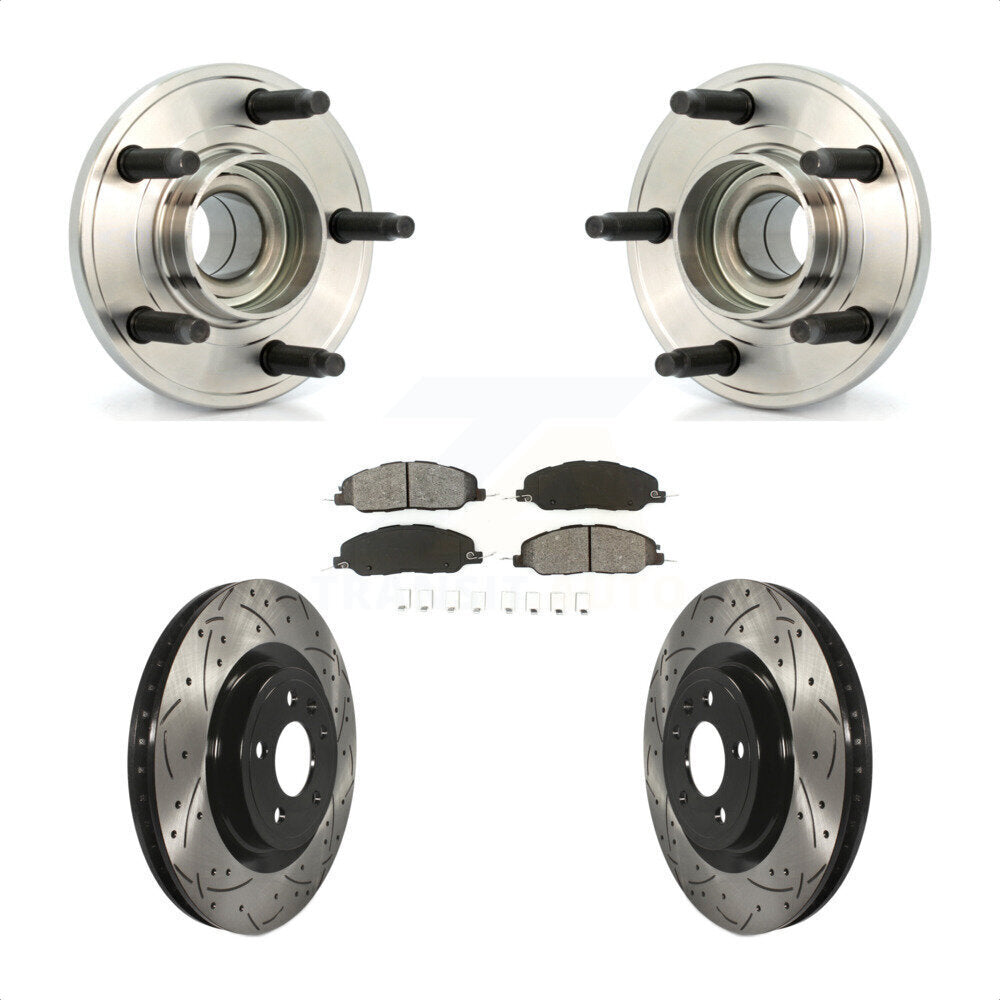 Hub Bearing Assembly Coat Drill Slot Brake Rotor Pads Front Kit For Ford Mustang