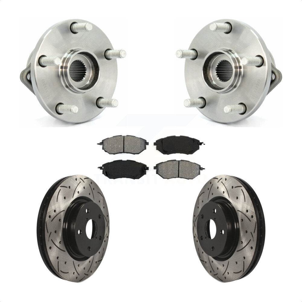 Hub Bearing Drilled Slot Brake Rotor Pads Front Kit For 2008-2014 Subaru Tribeca