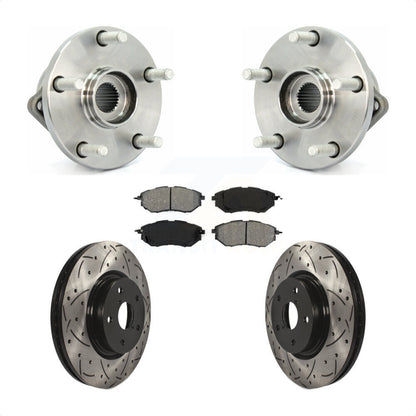 Hub Bearing Drilled Slot Brake Rotor Pads Front Kit For 2008-2014 Subaru Tribeca