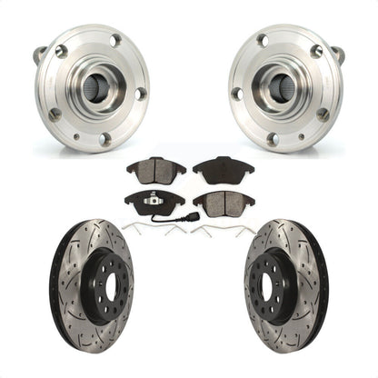 Hub Bearing Drill Slot Brake Rotor Pad Front Kit For Volkswagen Jetta Beetle GTI