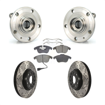 Hub Bearing Drill Slot Brake Rotor Pad Front Kit For Volkswagen Tiguan Passat Q3