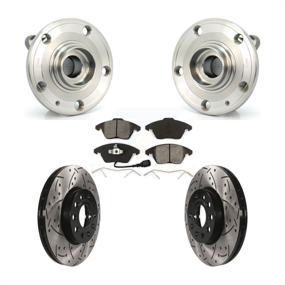 Hub Bearing Drill Slot Brake Rotor Pad Front Kit For Volkswagen Jetta Beetle Eos