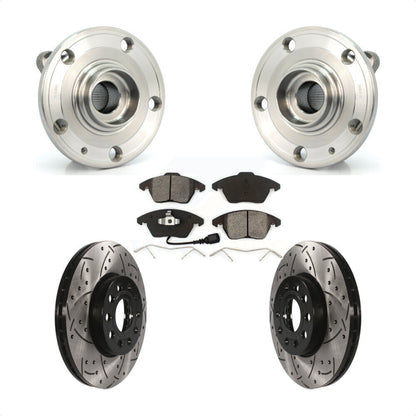Hub Bearing Drill Slot Brake Rotor Pad Front Kit For Volkswagen Jetta Beetle Eos