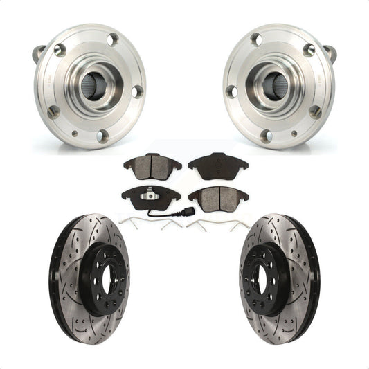 Hub Bearing Drill Slot Brake Rotor Pad Front Kit For Volkswagen Jetta Beetle Eos