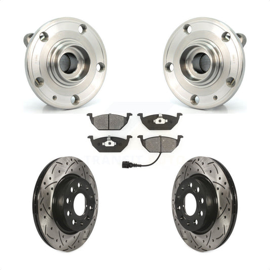 Hub Bearing Assembly Drilled Slot Brake Rotor Pad Front Kit For Volkswagen Jetta