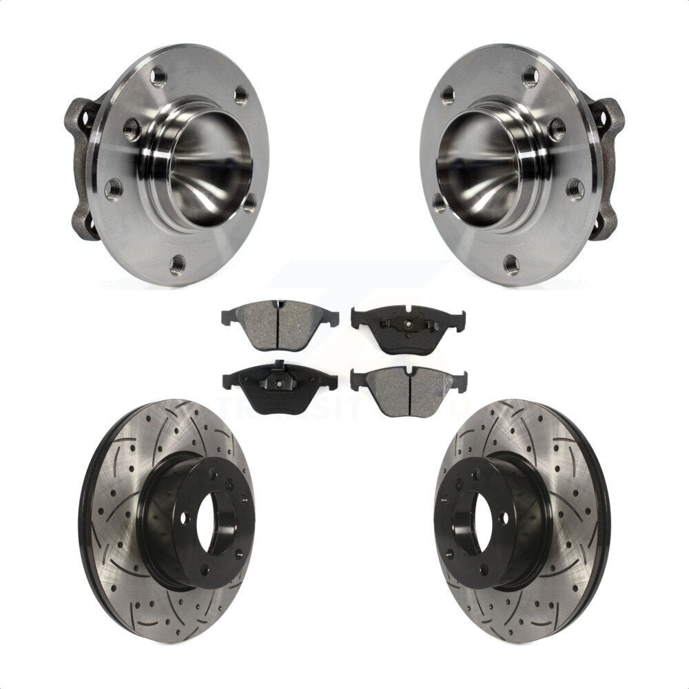 Hub Bearing Assembly Drilled Slot Brake Rotor Pad Front Kit For BMW 323i 328i X1