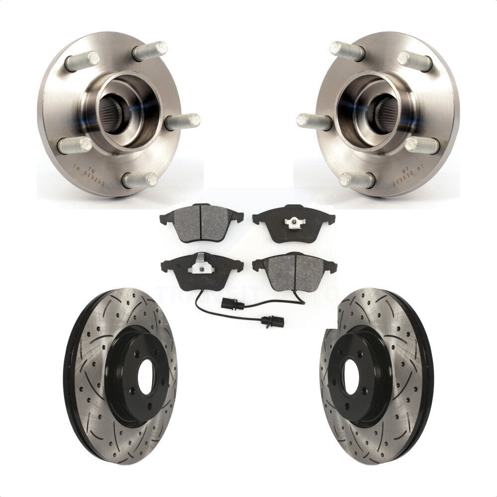 Hub Bearing Assembly Drill Slot Brake Rotor Pads Front Kit For Volvo S40 V50 C70