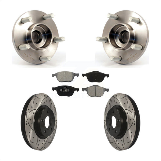 Hub Bearing Coat Drill Slot Brake Rotor Pads Front Kit For Volvo S40 C30 V50 C70