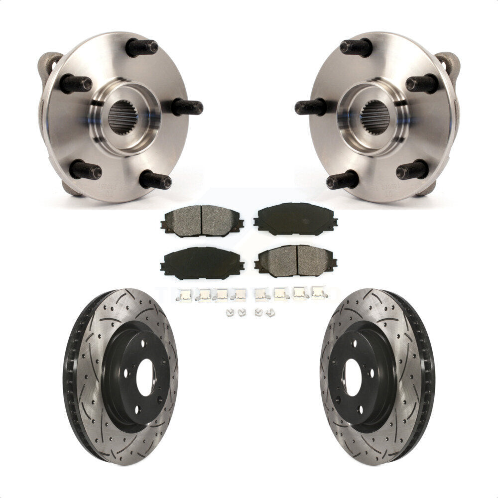 Hub Bearing Drilled Slot Brake Rotor Pad Front Kit For Toyota RAV4 Scion Corolla