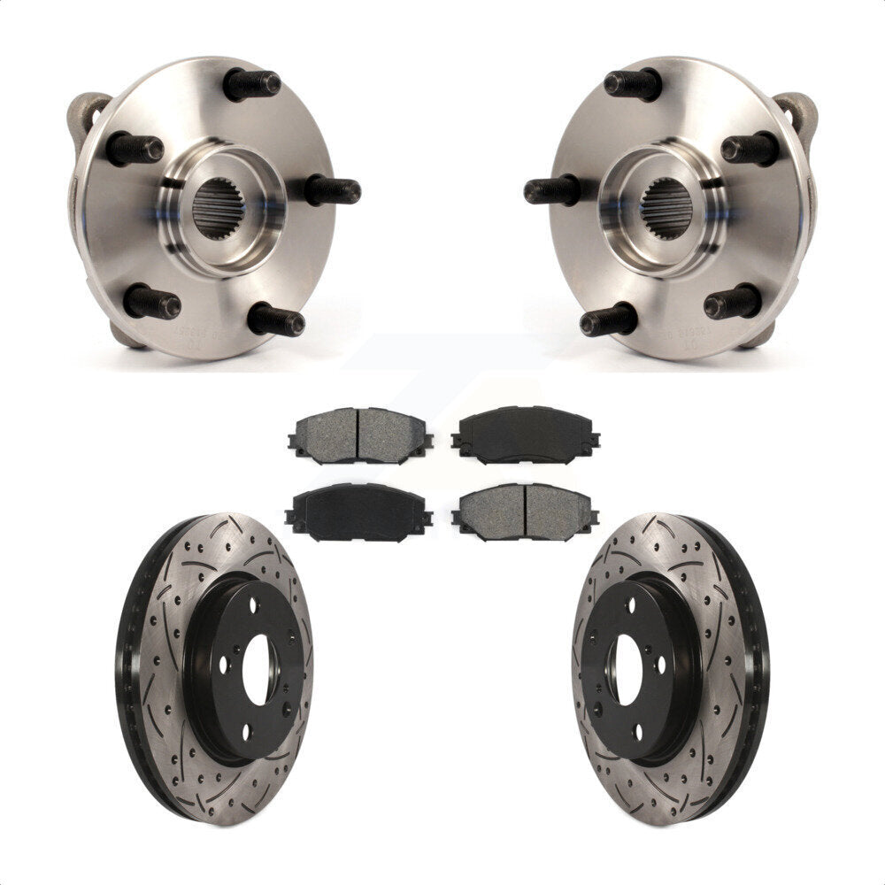 Hub Bearing Drilled Slot Brake Rotor Pad Front Kit For Toyota RAV4 Prius V Scion