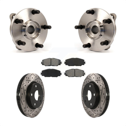 Hub Bearing Drilled Slot Brake Rotor Pad Front Kit For Toyota RAV4 Prius V Scion