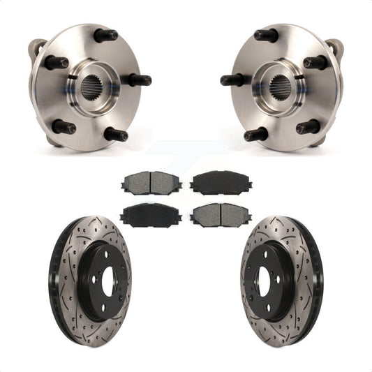 Hub Bearing Drilled Slot Brake Rotor Pad Front Kit For Toyota RAV4 Prius V Scion