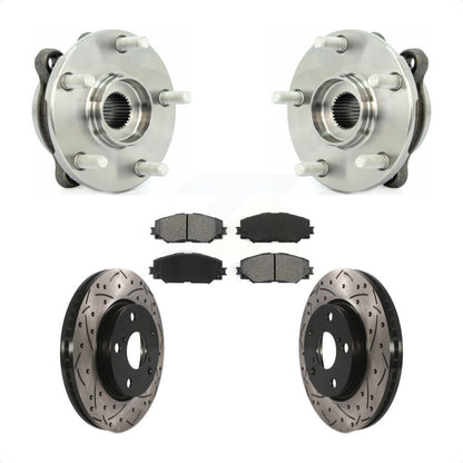 Hub Bearing Drilled Slot Brake Rotor Pads Front Kit For 2013-2018 Toyota RAV4 LE