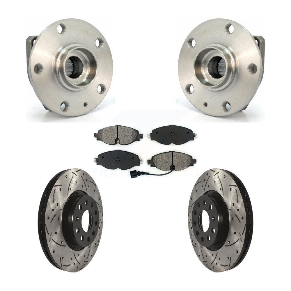 Hub Bearing Drilled Slot Brake Rotor Pads Front Kit For Volkswagen Golf Alltrack