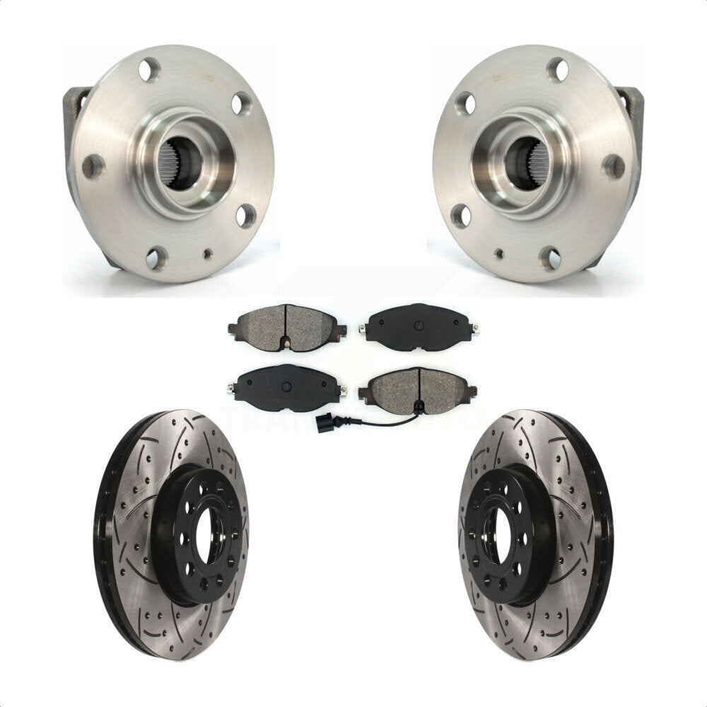 Hub Bearing Drill Slot Brake Rotor Pads Front Kit For Volkswagen Golf SportWagen