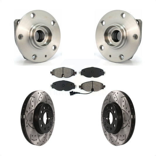Hub Bearing Drill Slot Brake Rotor Pads Front Kit For Volkswagen Golf SportWagen