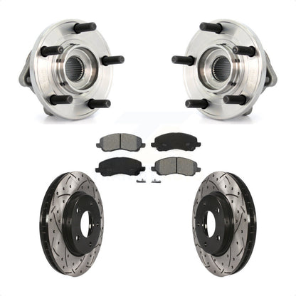 Hub Bearing Drill Slot Brake Rotor Pad Front Kit For 09 Dodge Caliber R/T/SXT/SE