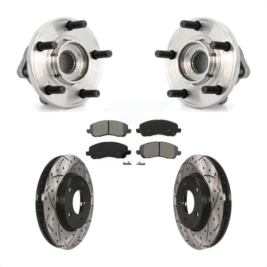 Hub Bearing Drill Slot Brake Rotor Pad Front Kit For 09 Dodge Caliber R/T/SXT/SE