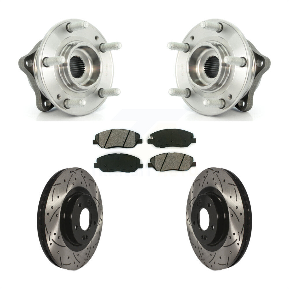 Hub Bearing Drilled Slot Brake Rotor Pads Front Kit For Hyundai Santa Fe XL 3.3L