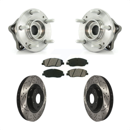 Hub Bearing Drilled Slot Brake Rotor Pads Front Kit For Hyundai Santa Fe XL 3.3L