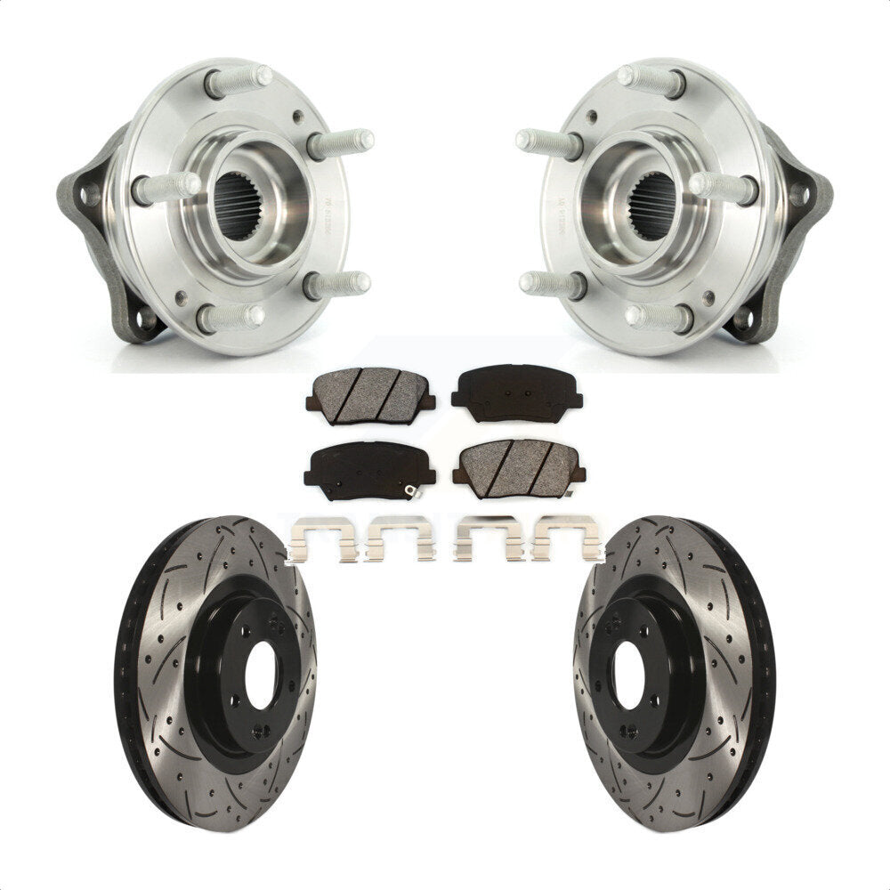 Hub Bearing Drill Slot Brake Rotor Pads Front Kit For Hyundai Santa Fe Sport Kia