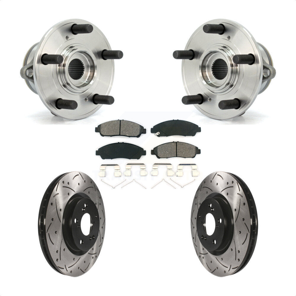 Hub Bearing Drilled Slot Brake Rotor Pad Front Kit For Honda Pilot Acura MDX ZDX