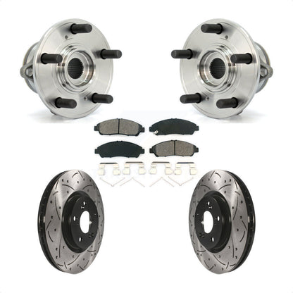 Hub Bearing Drilled Slot Brake Rotor Pad Front Kit For Honda Pilot Acura MDX ZDX