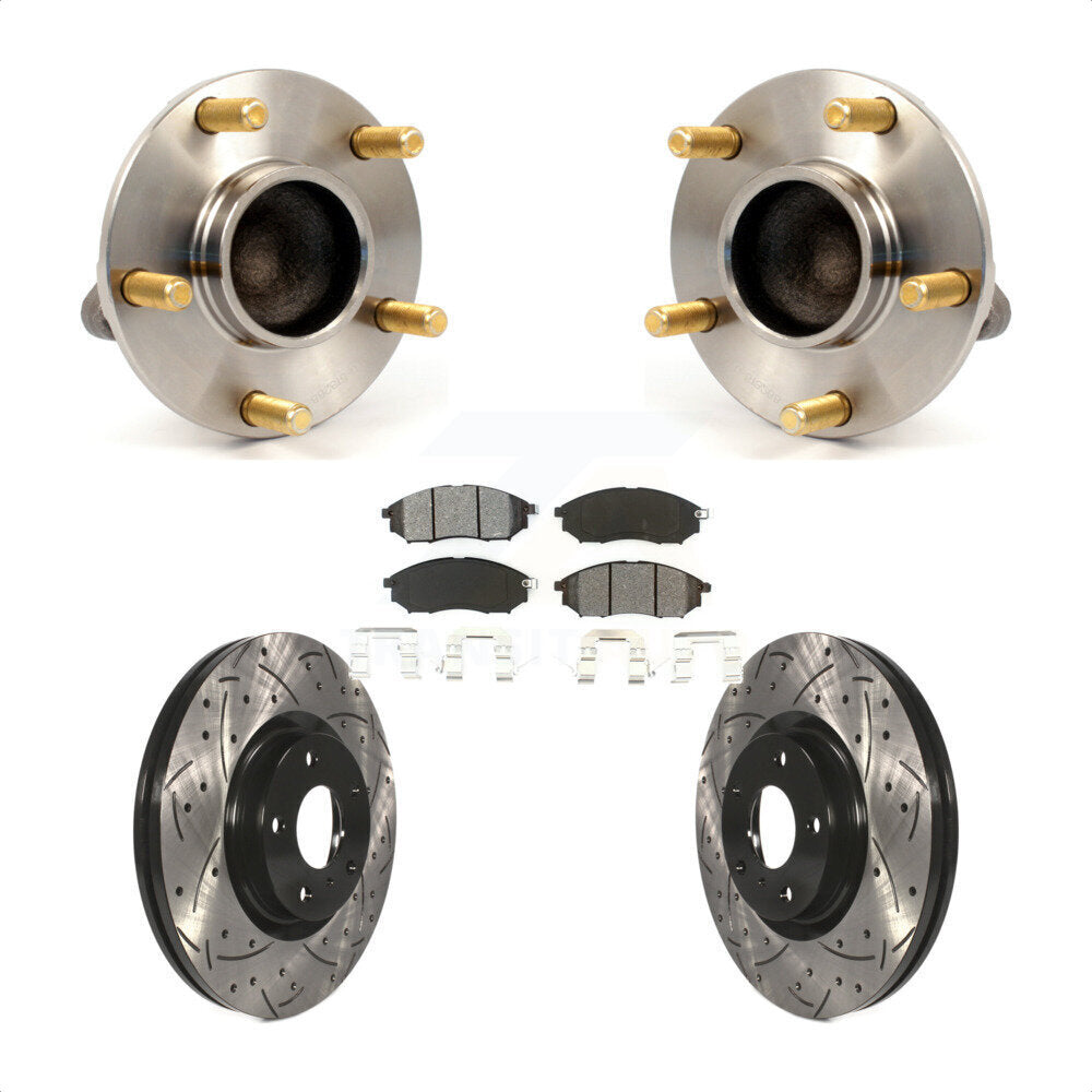 Hub Bearing Drilled Slot Brake Rotor Pads Front Kit For INFINITI G35 Nissan 350Z