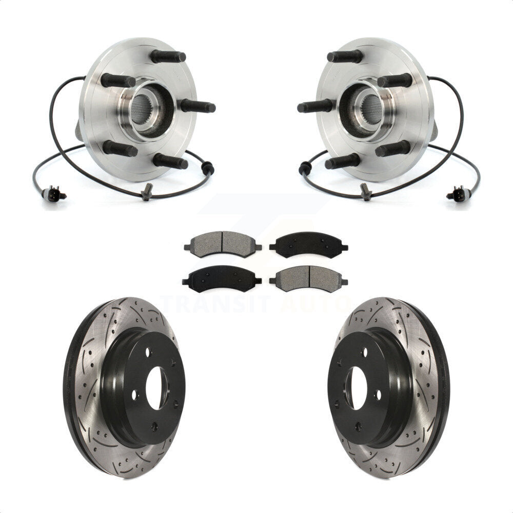 Hub Bearing Coated Drill Slot Brake Rotor Pad Front Kit For Chrysler Aspen Dodge