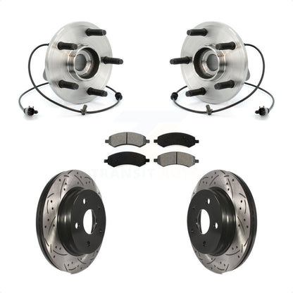 Hub Bearing Coated Drill Slot Brake Rotor Pad Front Kit For Chrysler Aspen Dodge